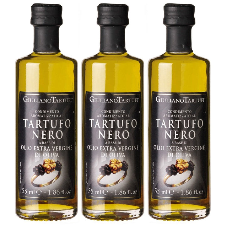 Giuliano Tartufi Condimento Olio extra vergine al Tartufo Nero Natives Olivenöl extra, aromatisiert mit schwarzem Trüffel Italien (3 x 55ml) - Versanel - 