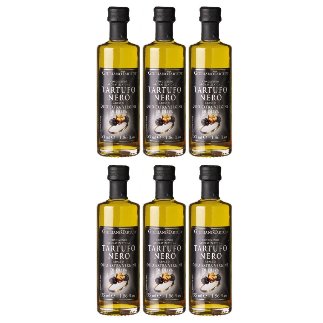 Giuliano Tartufi Condimento Olio extra vergine al Tartufo Nero Natives Olivenöl extra, aromatisiert mit schwarzem Trüffel Italien (6 x 55ml) - Versanel - 