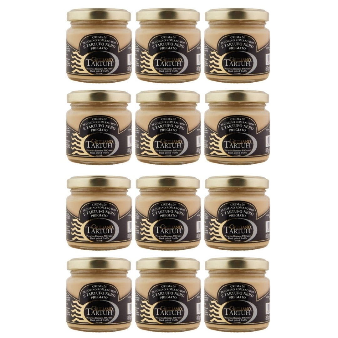 Giuliano Tartufi Crema con Pecorino Romano DOP e tartufo nero Pecorino Romano DOP Creme mit schwarzem Trüffel Italien (12 x 80g) - Versanel - 