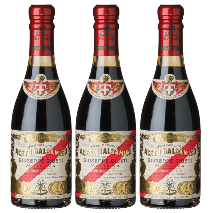 Giuseppe Giusti Aceto Balsamico Giusti 'Banda Rossa' Balsamessig ca. 20 Jahre alt Italien (3 x 0,25l) - Versanel - Lebensmittel