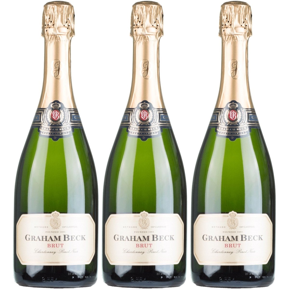 Graham Beck Cap Classique MCC Brut Pinot Noir Chardonnay Schaumwein weiß Südafrika (3 x 0,75l) - Versanel - 