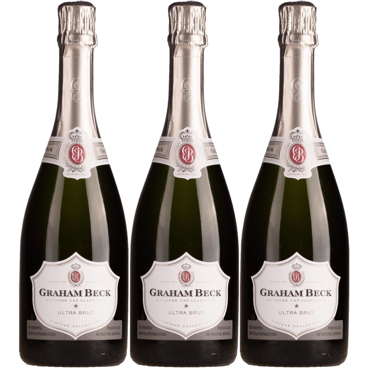 Graham Beck Cap Classique MCC Ultra Brut Zero Dosage Vintage Schaumwein weiß Südafrika (3 x 0,75l) - Versanel - 