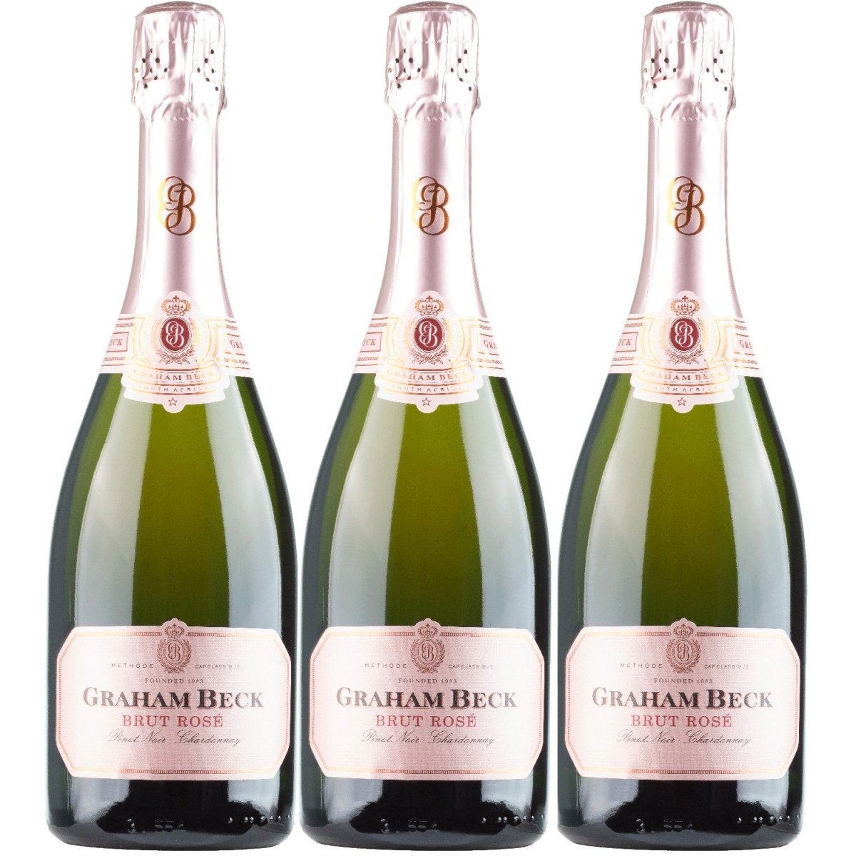 Graham Beck MCC Brut Rosé Chardonnay Pinot Noir Schaumwein rosé Südafrika (3 x 0,75l) - Versanel - 