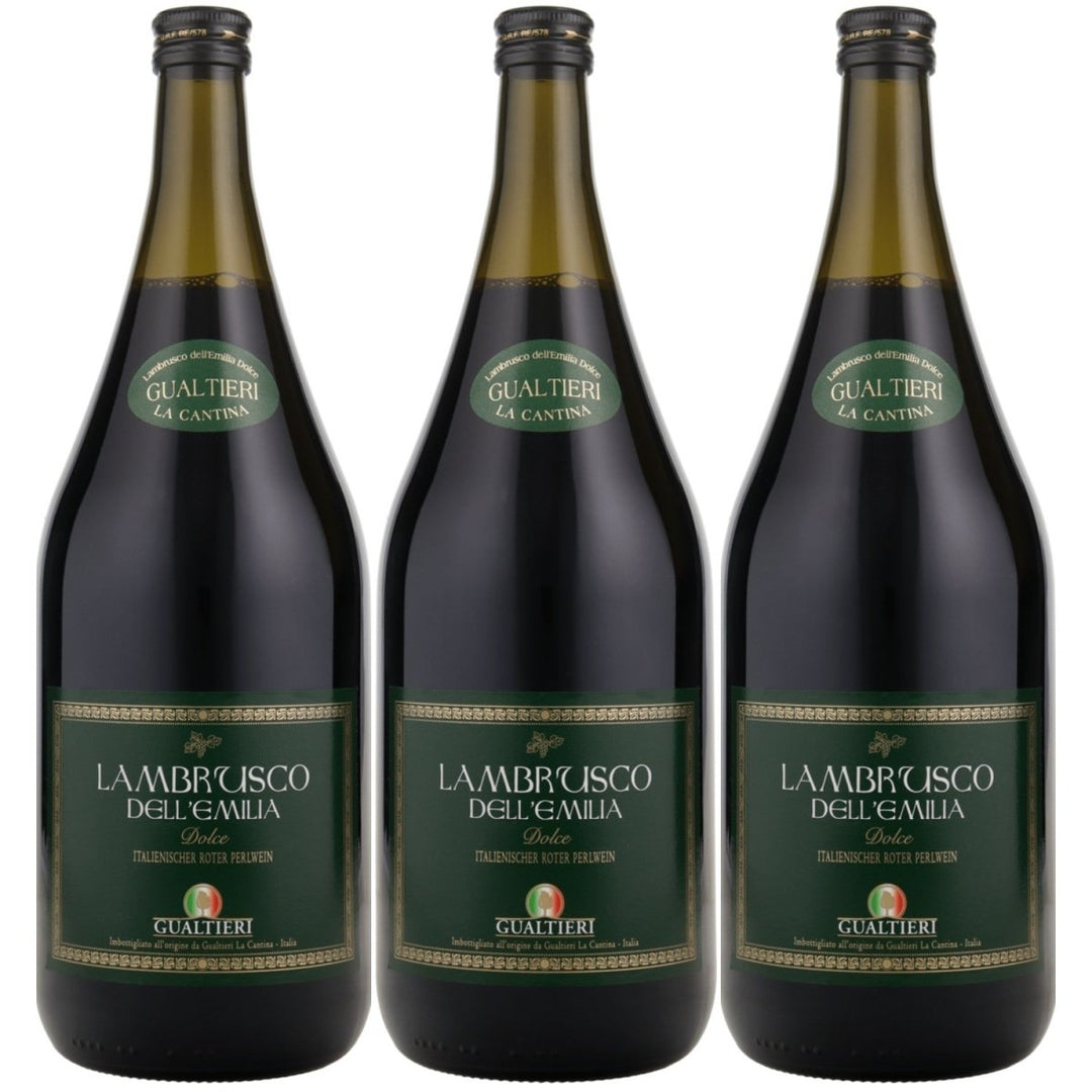 Gualtieri Lambrusco Dell Emilia Süss Dolce Rot Rotwein Italien (3 x 1,5l) - Versanel - 