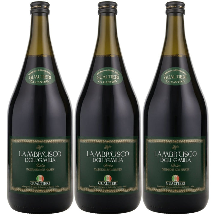 Gualtieri Lambrusco Dell Emilia Süss Dolce Rot Rotwein Italien (3 x 1,5l) - Versanel - 