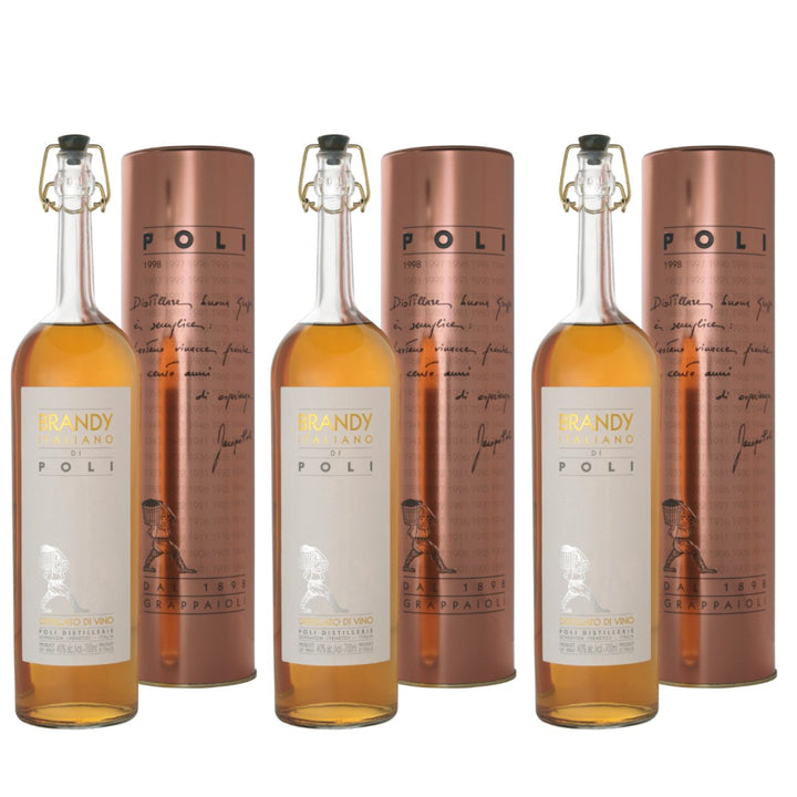 Jacopo Poli Brandy Italiano Italien in schöner Metalldose (3 x 0,7l) - Versanel - Spirituose