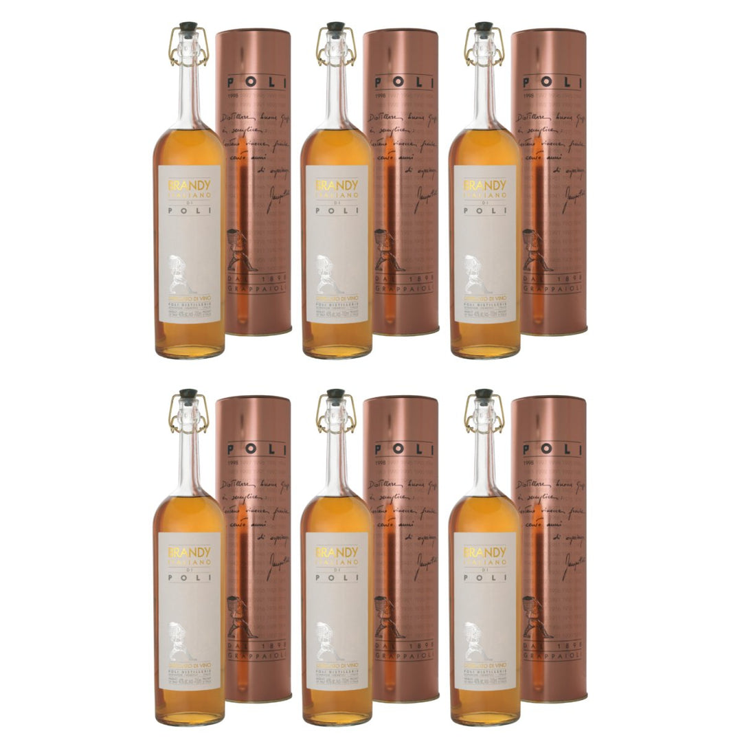 Jacopo Poli Brandy Italiano Italien in schöner Metalldose (6 x 0,7l) - Versanel - Spirituose