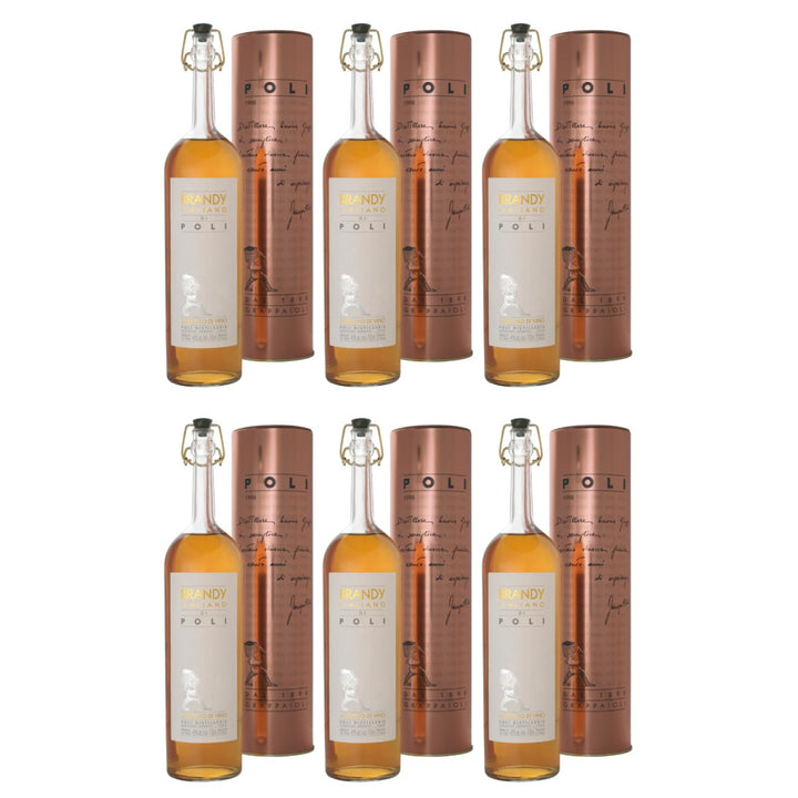 Jacopo Poli Brandy Italiano Italien in schöner Metalldose (6 x 0,7l) - Versanel - Spirituose