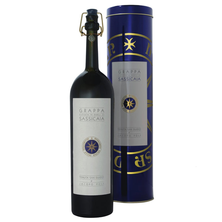 Jacopo Poli Grappa Barili di Sassicaia Italien in schöner Metalldose (6 x 0,5l) - Versanel - Spirituose