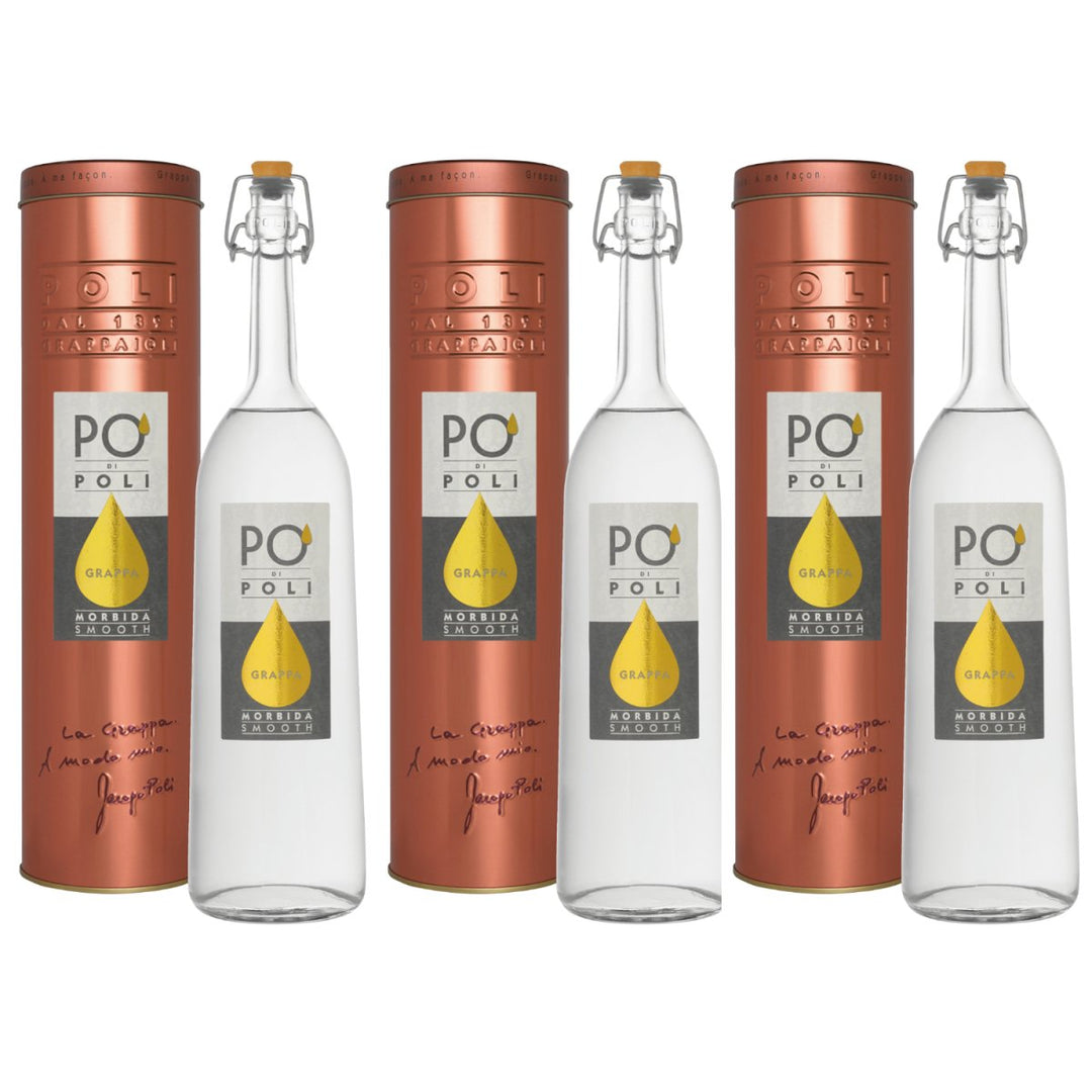 Jacopo Poli Po' di Poli Morbida Grappa Italien in schöner Metalldose (3 x 0,7l) - Versanel - Spirituose