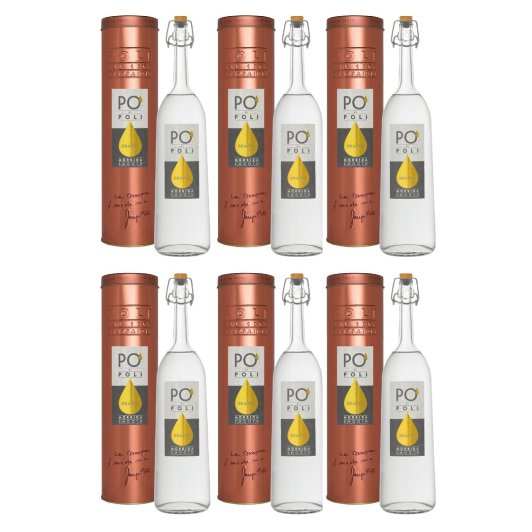 Jacopo Poli Po' di Poli Morbida Grappa Italien in schöner Metalldose (6 x 0,7l) - Versanel - Spirituose