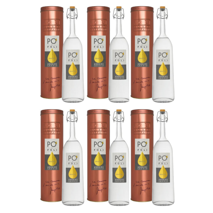 Jacopo Poli Po' di Poli Morbida Grappa Italien in schöner Metalldose (6 x 0,7l) - Versanel - Spirituose