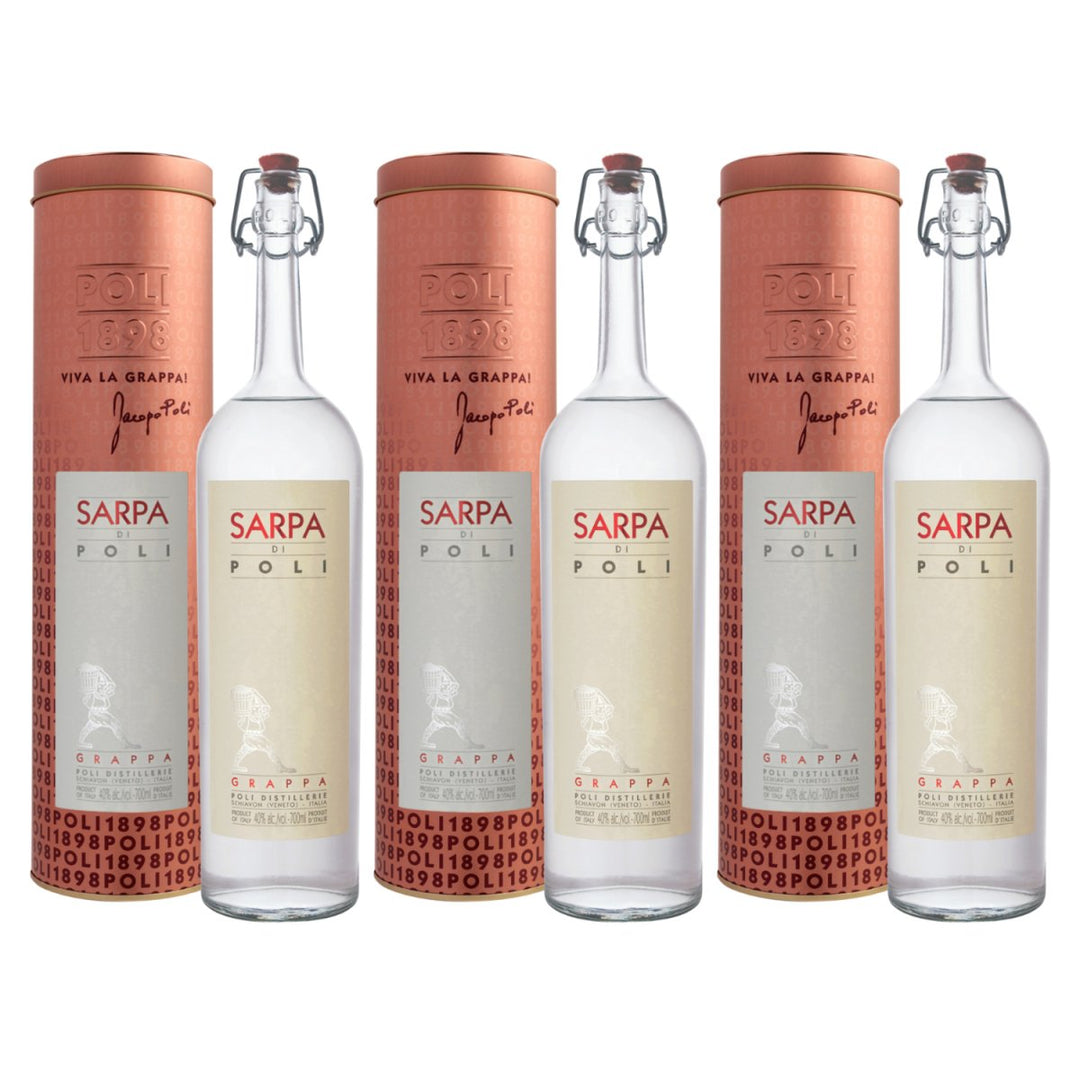 Jacopo Poli Sarpa di Poli Grappa Italien in schöner Metalldose (3 x 0,7l) - Versanel - Spirituose