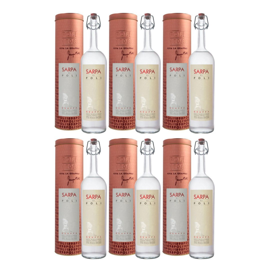 Jacopo Poli Sarpa di Poli Grappa Italien in schöner Metalldose (6 x 0,7l) - Versanel - Spirituose