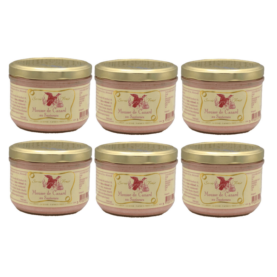 Laredy Entenmousse mit Sauternes klassischer französischer Brotaufstrich Frankreich (6 x 180g) - Versanel - 