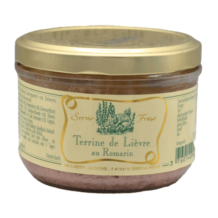 Laredy Hasenterrine mit Rosmarin französischer Brotaufstrich Frankreich (6 x 180g) - Versanel - 