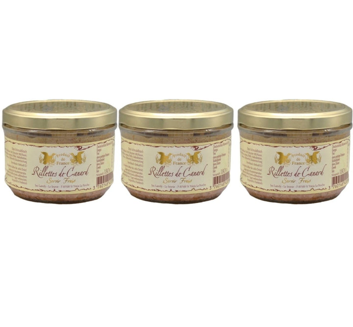 Laredy Rillettes de Canard Entenrillettes klassischer französischer Brotaufstrich Frankreich (3 x 180g) - Versanel - 