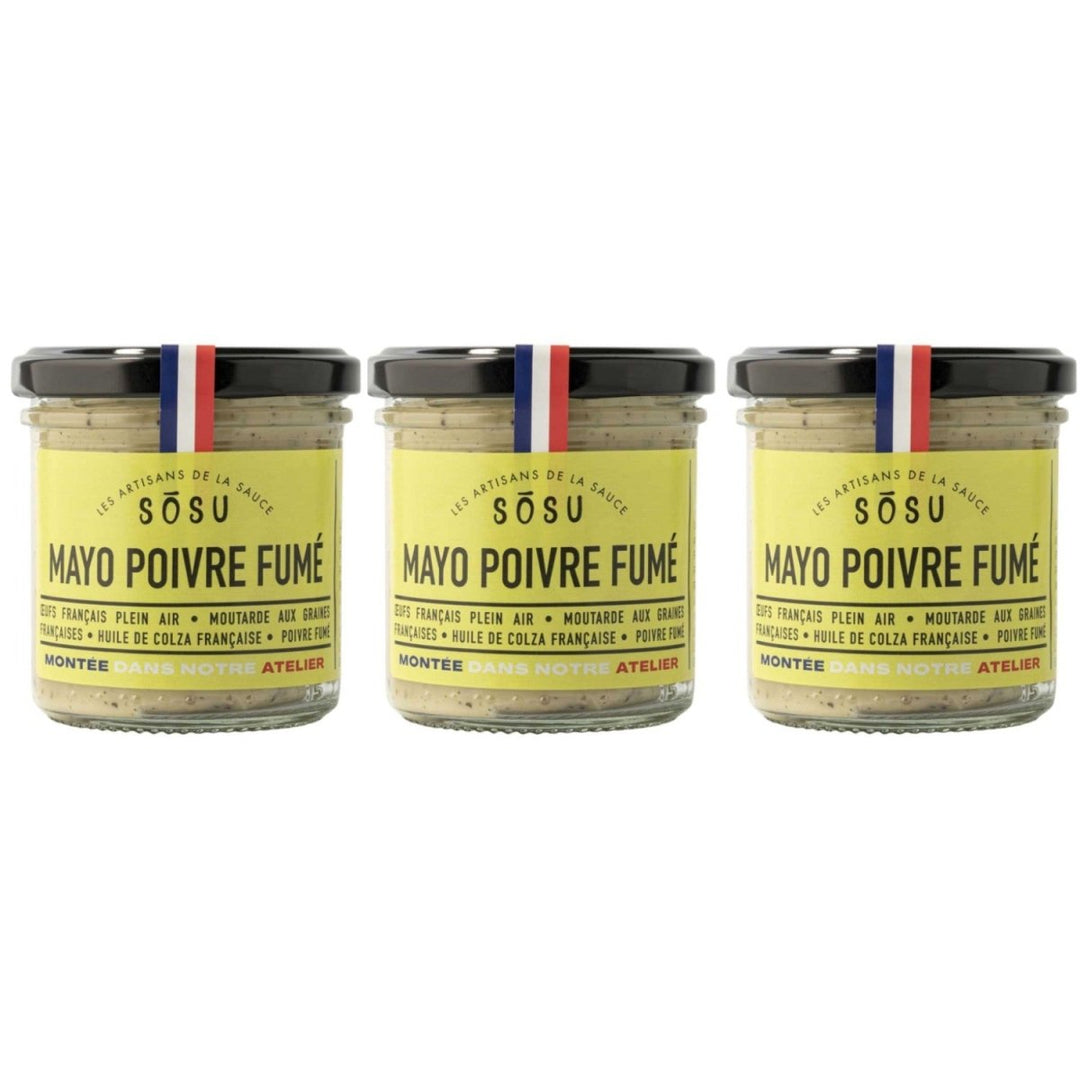 Les Artisans de la Sauce SOSU Mayonnaise mit geräuchertem Pfeffer Frankreich (3 x 148 ml) - Versanel - 