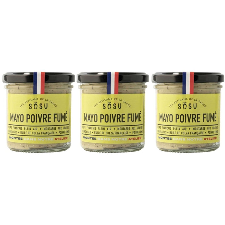 Les Artisans de la Sauce SOSU Mayonnaise mit geräuchertem Pfeffer Frankreich (3 x 148 ml) - Versanel - 