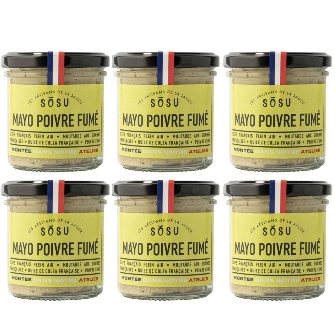 Les Artisans de la Sauce SOSU Mayonnaise mit geräuchertem Pfeffer Frankreich (6 x 148 ml) - Versanel - 