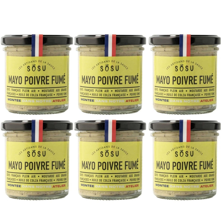 Les Artisans de la Sauce SOSU Mayonnaise mit geräuchertem Pfeffer Frankreich (6 x 148 ml) - Versanel - 