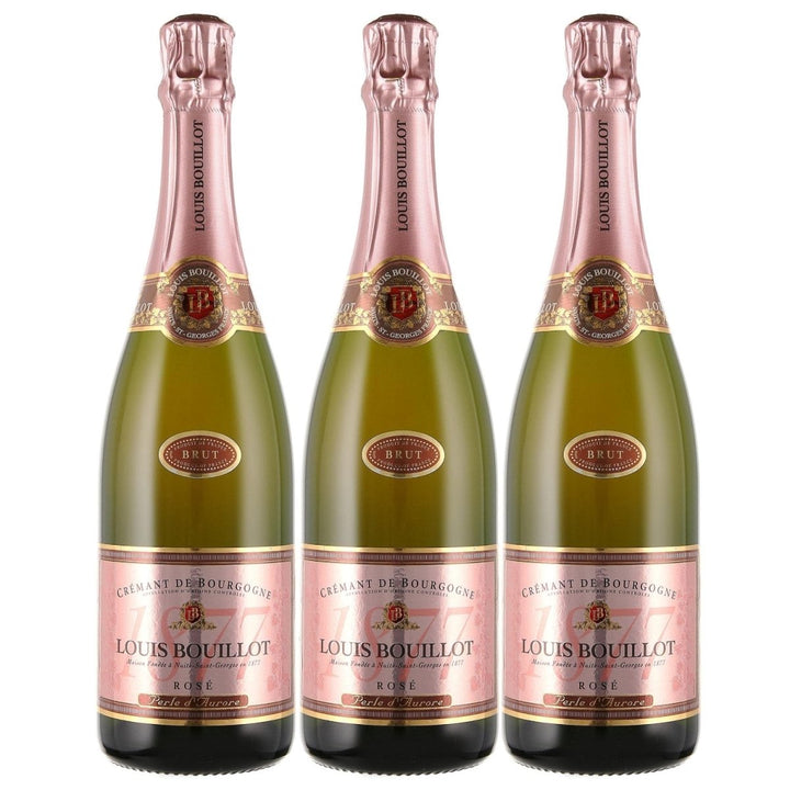 Louis Bouillot Perle d'Aurore Crémant de Bourgogne Brut Rosé Schaumwein Méthode tradionelle Frankreich (3 x 0,75l) - Versanel - 