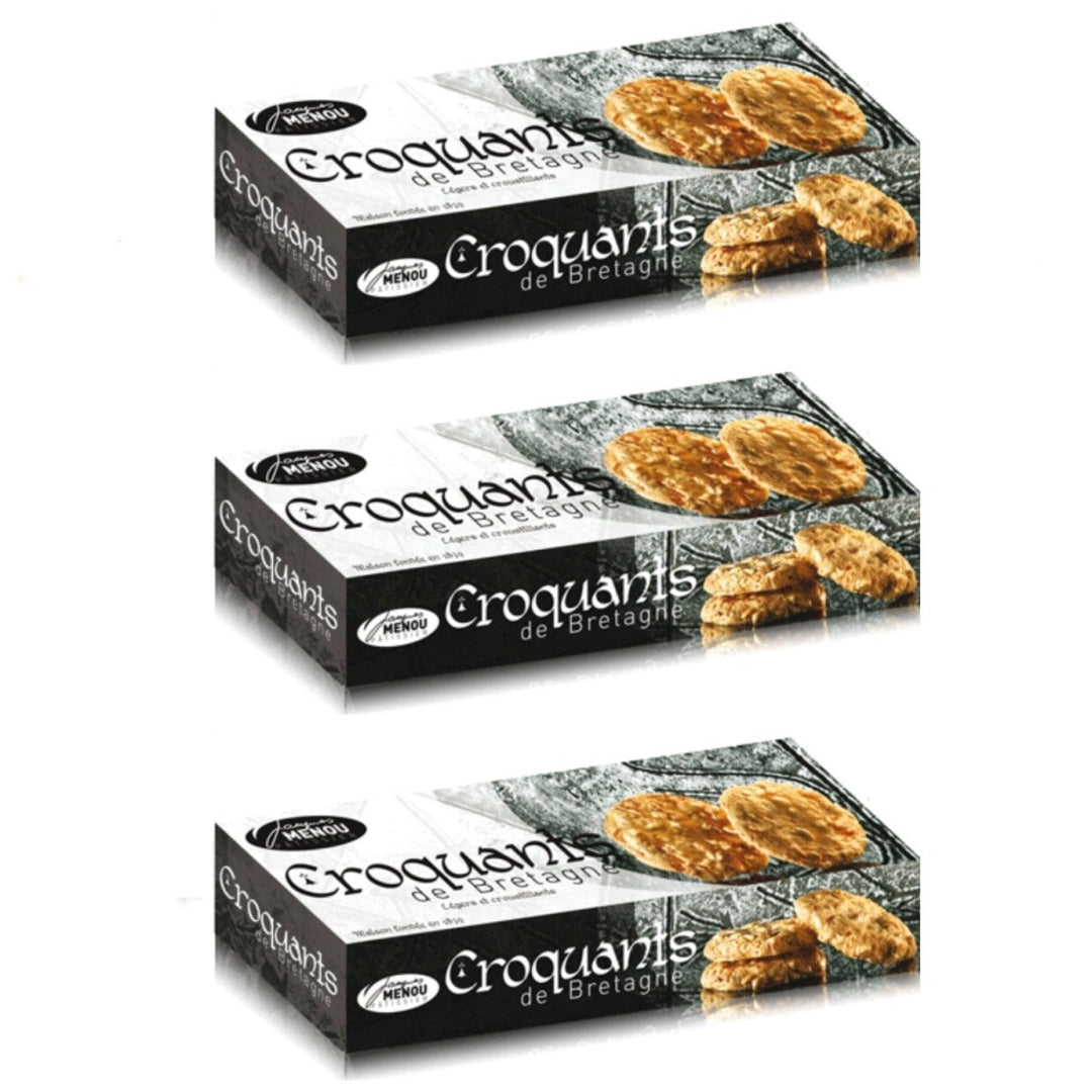 MENOU Croquants de Bretagne Haselnusskrokant Gebäck Süssgebäck Frankreich (3 x 70g) - Versanel - 