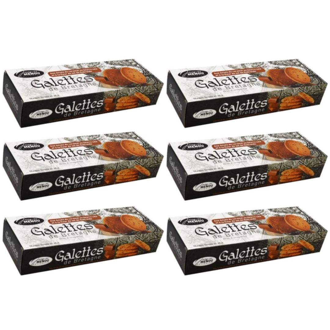 MENOU Galettes de Bretagne dünne Buttergaletten mit Karamellsplittern Frankreich (6 x 100g) - Versanel - 