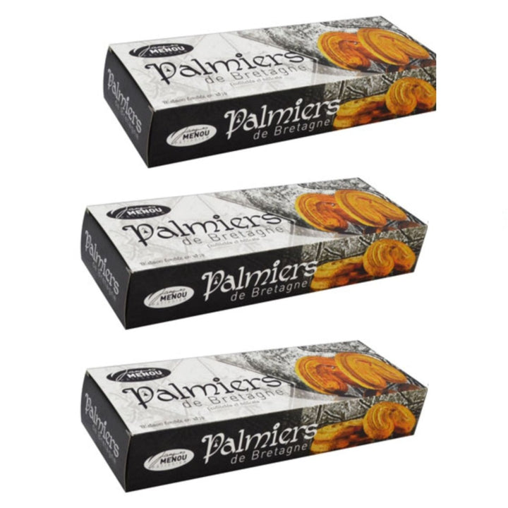 MENOU Palmiers de Bretagne süße Butteröhrchen Süssgebäck Frankreich (3 x 120g) - Versanel - 