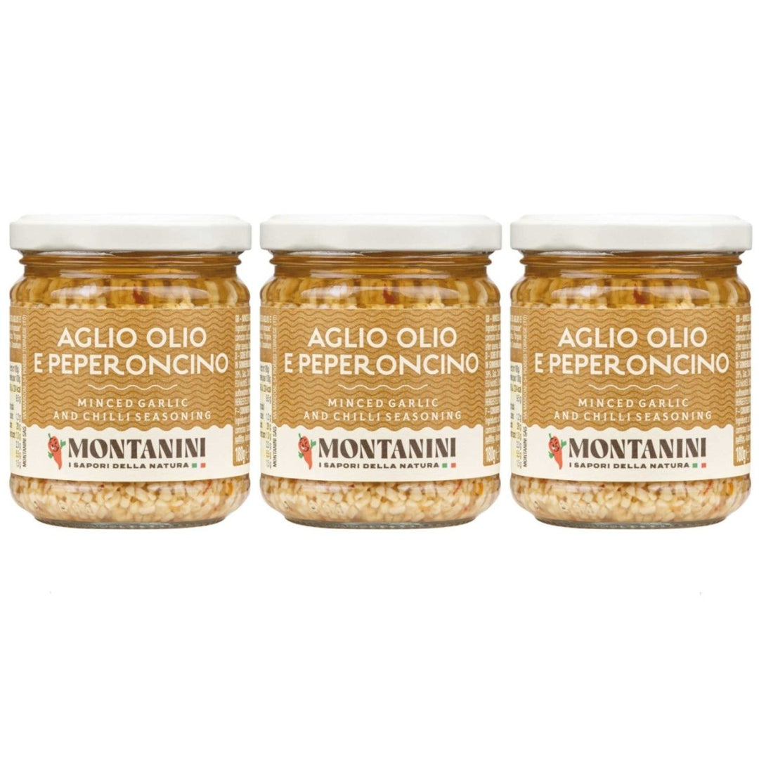 Montanini gehackte Knoblauch und Chili in Öl Italien (3 x 190g) - Versanel - 