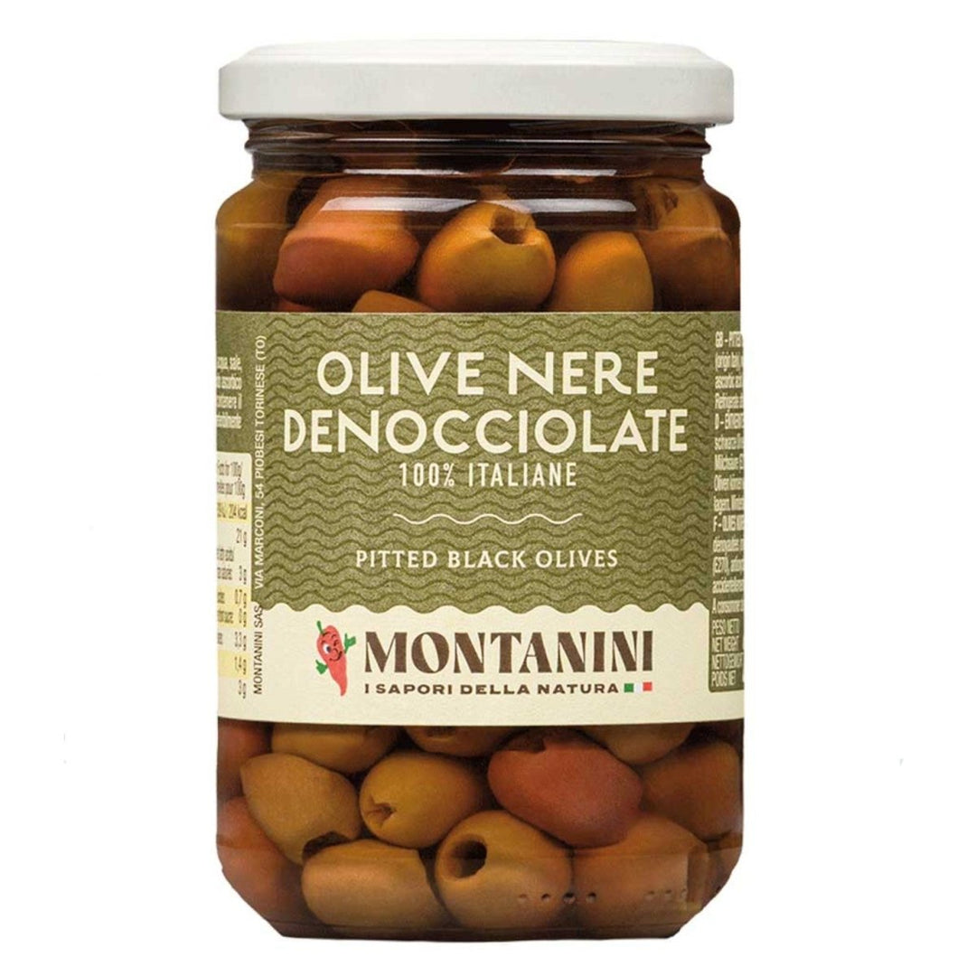 Montanini Olive Nere Denocciolate Schwarze Oliven entsteint aus Italien (3 x 280g) - Versanel - 