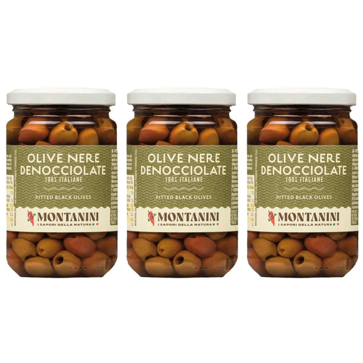Montanini Olive Nere Denocciolate Schwarze Oliven entsteint aus Italien (3 x 280g) - Versanel - 