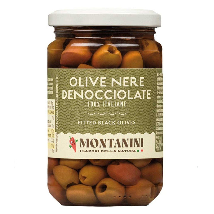 Montanini Olive Nere Denocciolate Schwarze Oliven entsteint aus Italien (6 x 280g) - Versanel - 