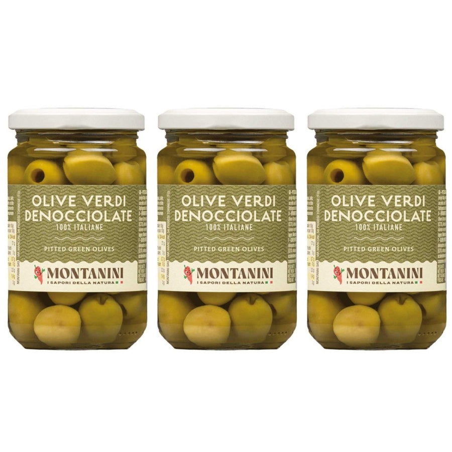 Montanini Olive Verdi Denocciolate Grüne Oliven entsteint aus Italien (3 x 280g) - Versanel - 