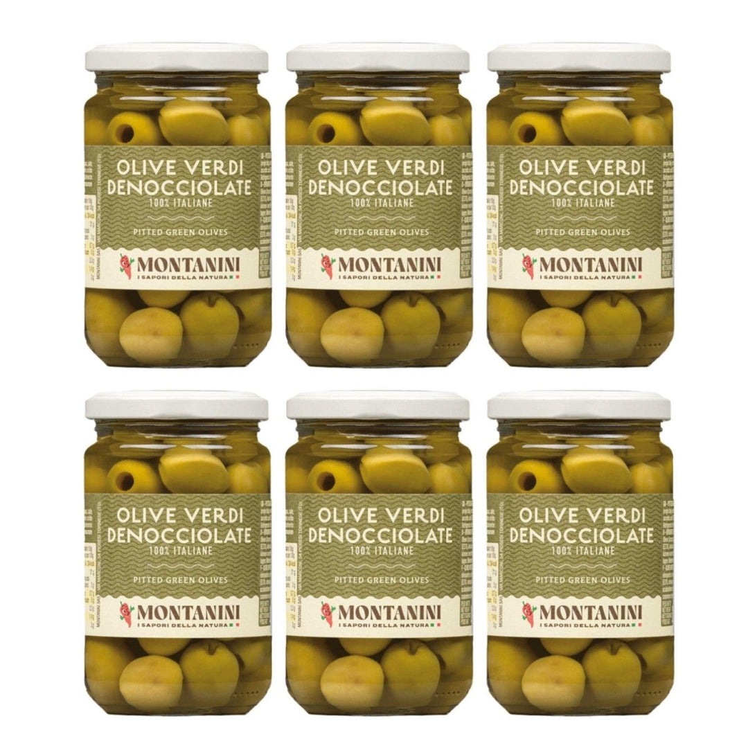 Montanini Olive Verdi Denocciolate Grüne Oliven entsteint aus Italien (6 x 280g) - Versanel - 