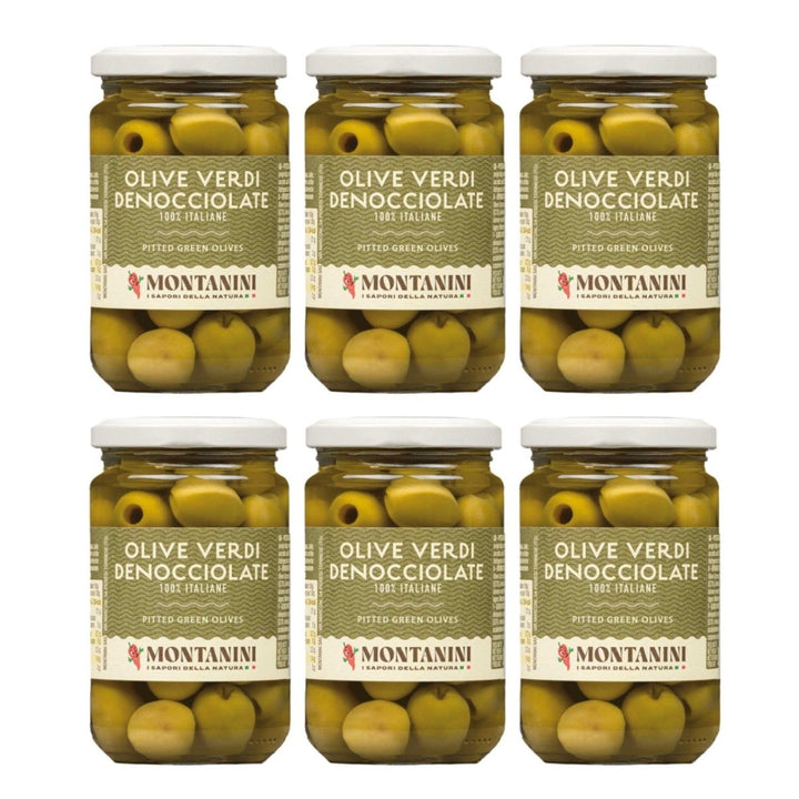 Montanini Olive Verdi Denocciolate Grüne Oliven entsteint aus Italien (6 x 280g) - Versanel - 