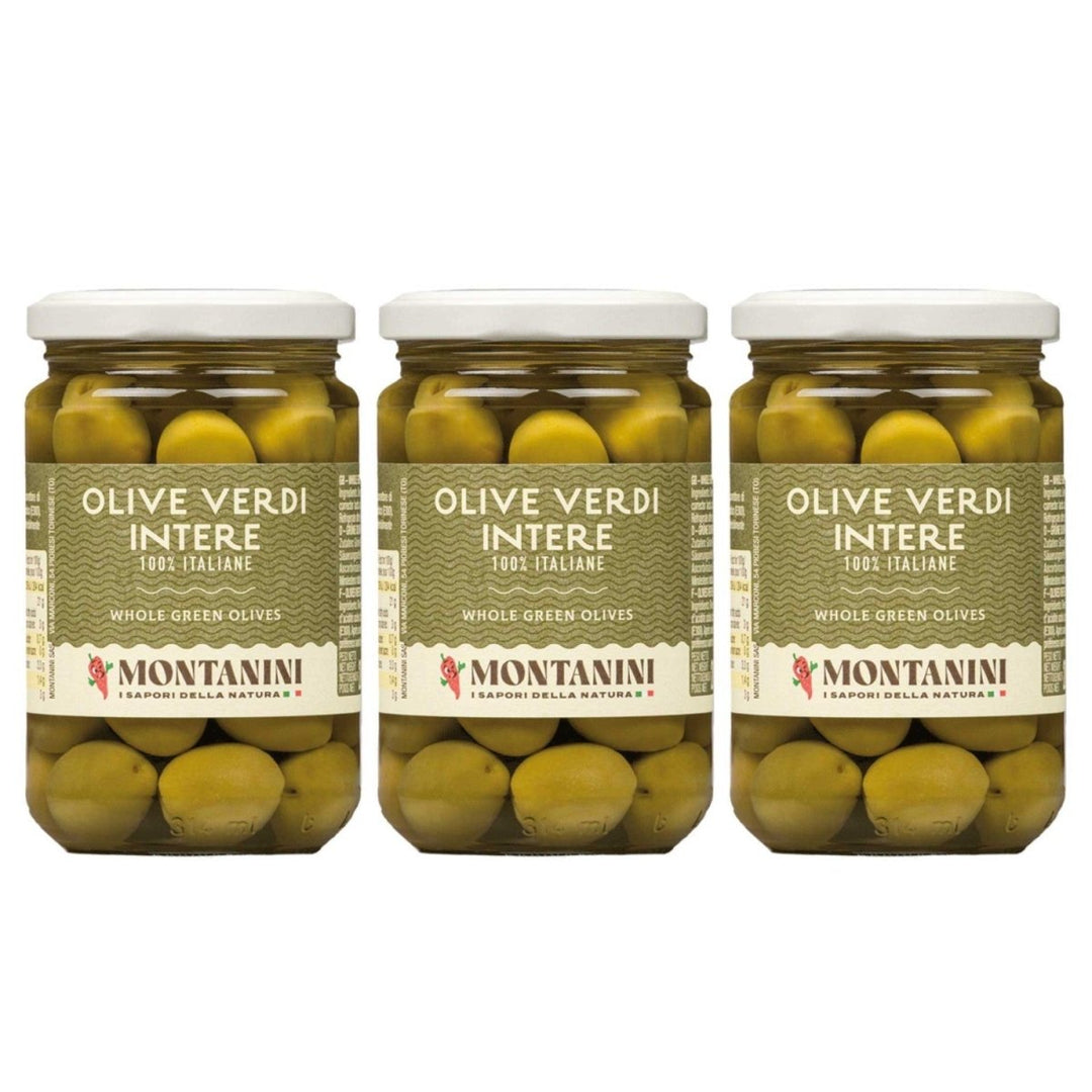 Montanini Olive Verdi Intere Grüne Oliven aus Italien (3 x 280g) - Versanel - 