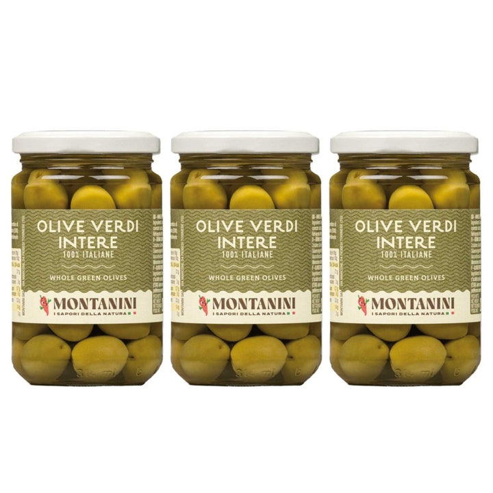 Montanini Olive Verdi Intere Grüne Oliven aus Italien (3 x 280g) - Versanel - 