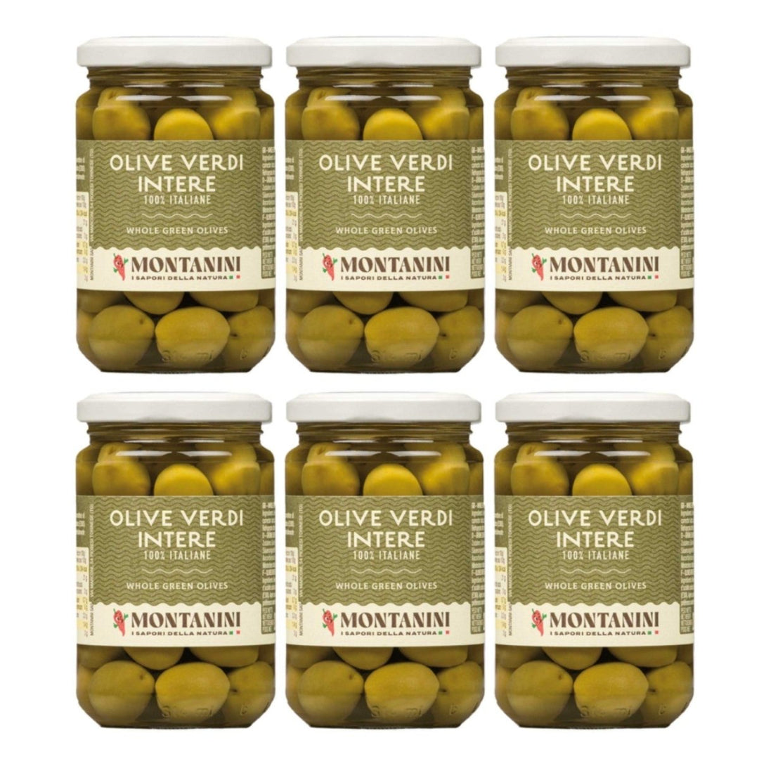 Montanini Olive Verdi Intere Grüne Oliven aus Italien (6 x 280g) - Versanel - 
