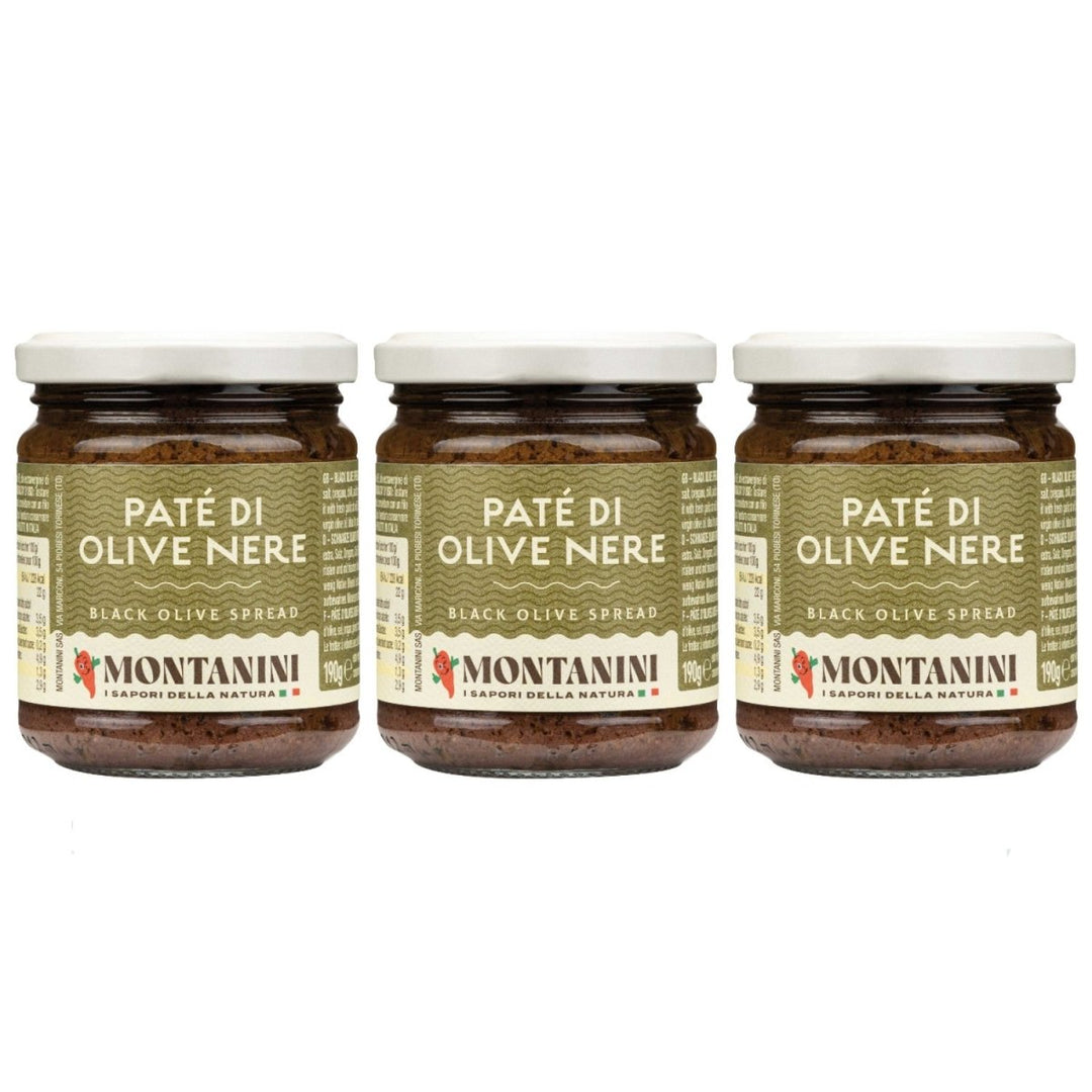 Montanini Pate di Olive Nere Olivenpaste schwarz Italien (3 x 190g) - Versanel - 