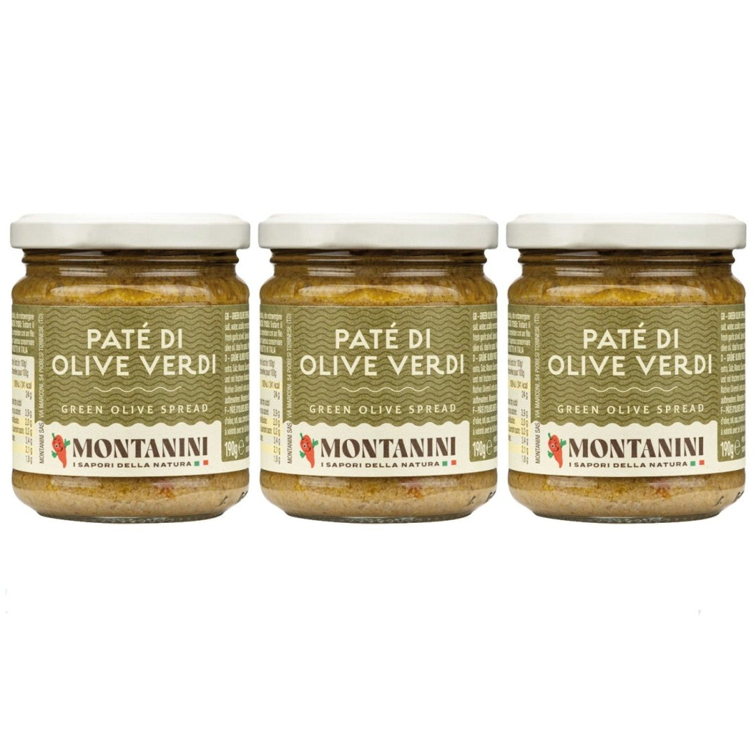 Montanini Pate di Olive Verdi Olivenpaste grün Italien (3 x 190g) - Versanel - 