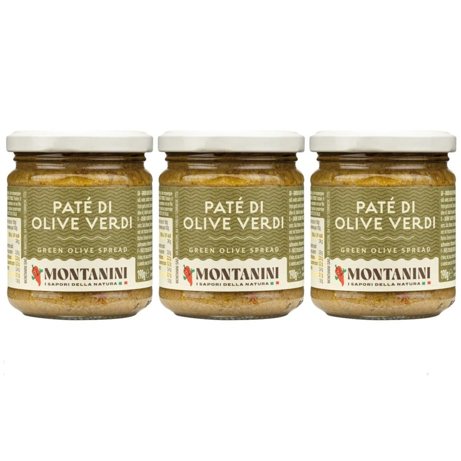 Montanini Pate di Olive Verdi Olivenpaste grün Italien (3 x 190g) - Versanel - 