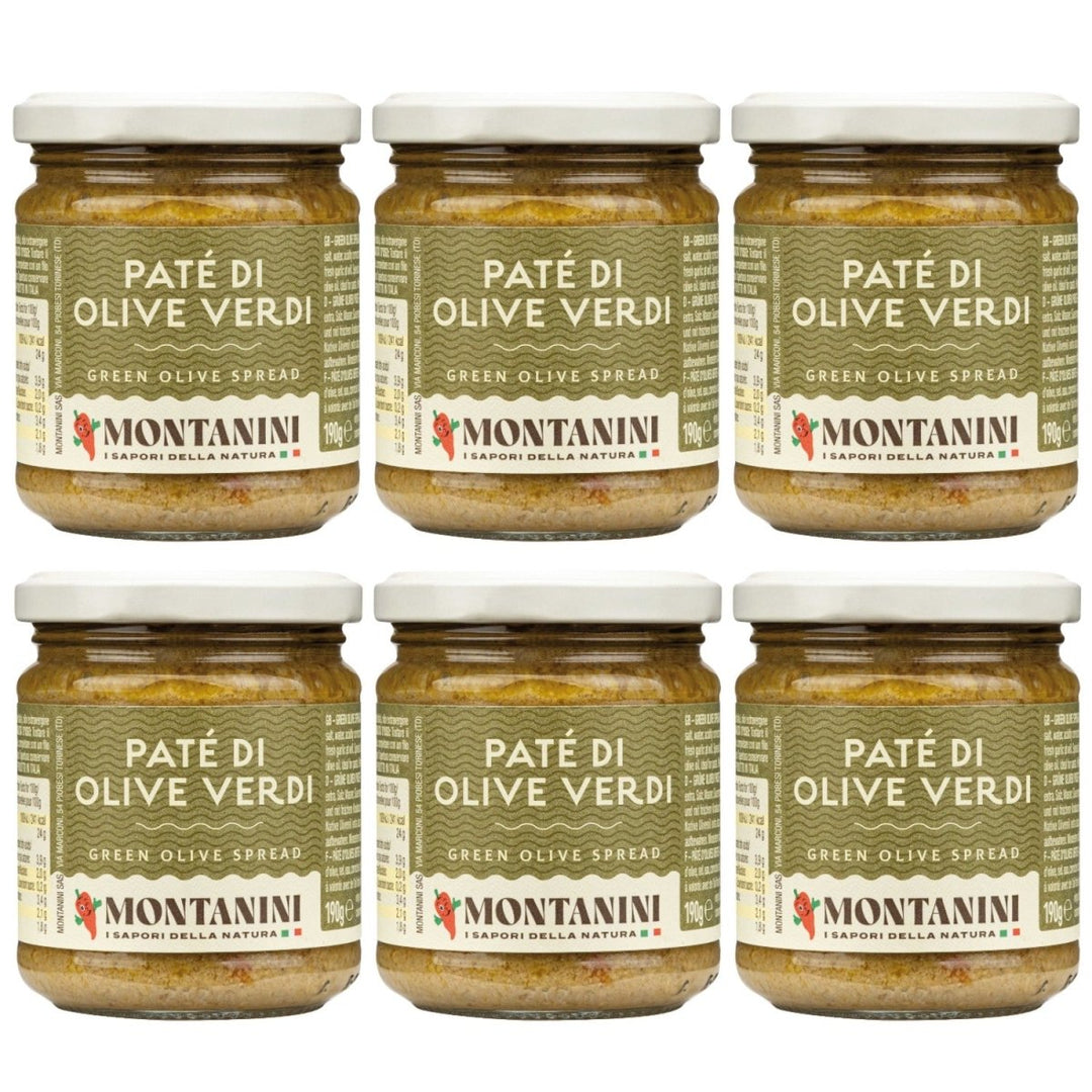 Montanini Pate di Olive Verdi Olivenpaste grün Italien (6 x 190g) - Versanel - 