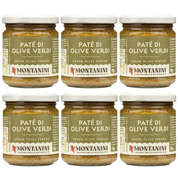 Montanini Pate di Olive Verdi Olivenpaste grün Italien (6 x 190g) - Versanel - 