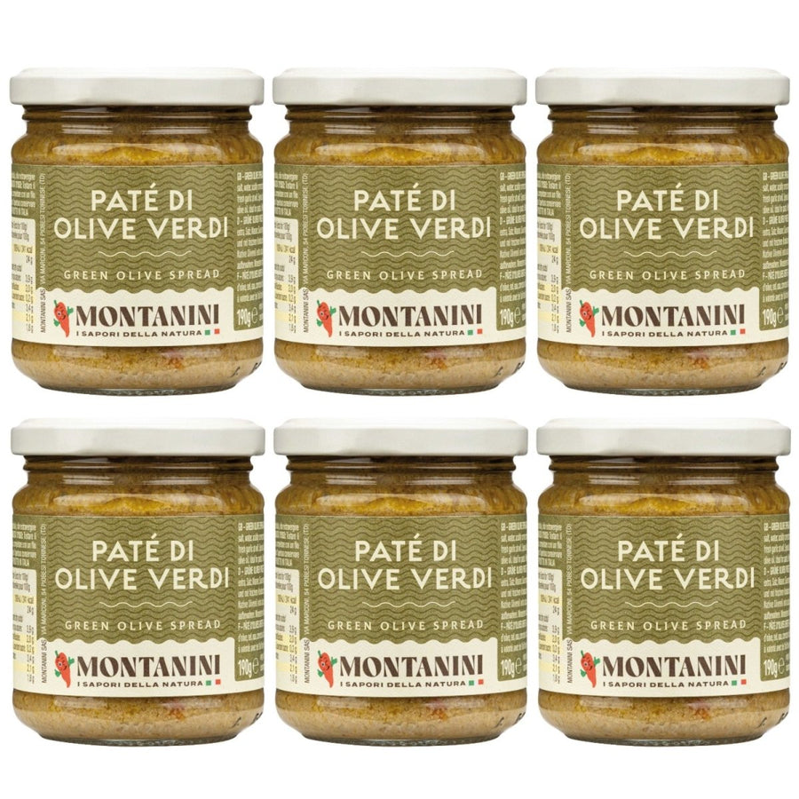 Montanini Pate di Olive Verdi Olivenpaste grün Italien (6 x 190g) - Versanel - 