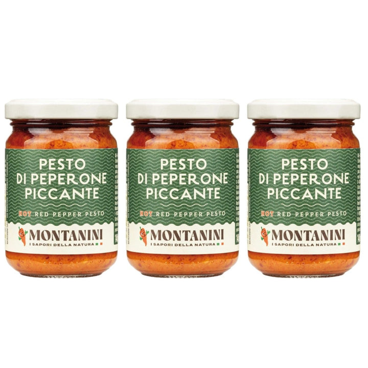 Montanini Pesto di Peperone Piccante Pesto mit scharfer Paprika Italien (3 x 140g) - Versanel - 