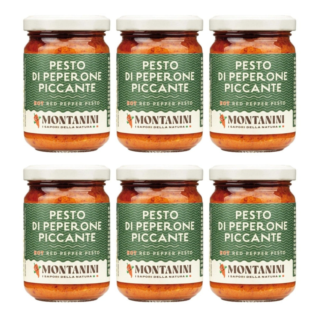 Montanini Pesto di Peperone Piccante Pesto mit scharfer Paprika Italien (6 x 140g) - Versanel - 