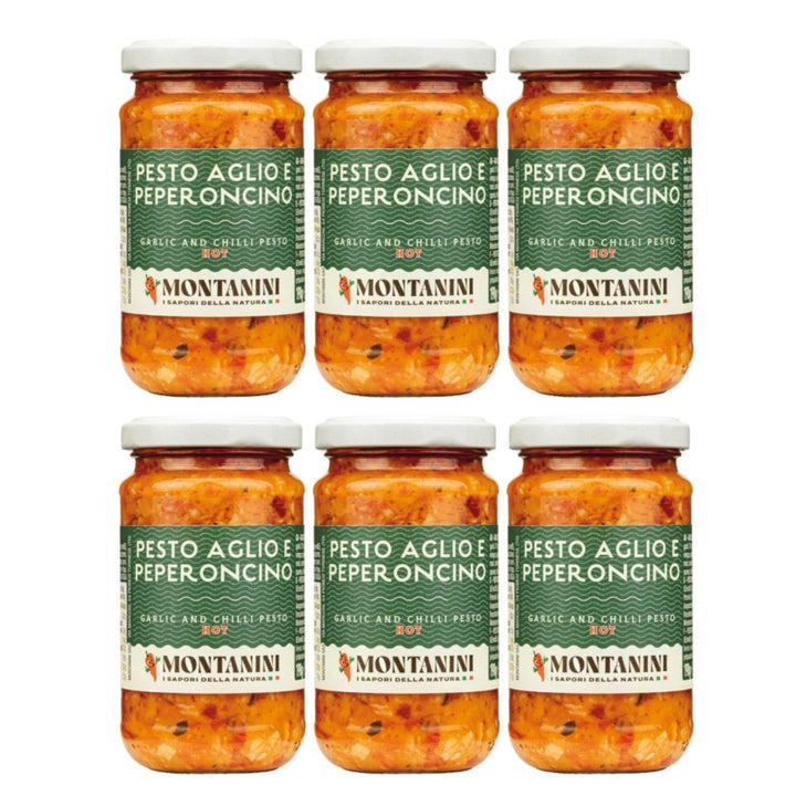 Montanini Pesto mit Knoblauch und scharfe Paprika Italien (6 x 190g) - Versanel - 