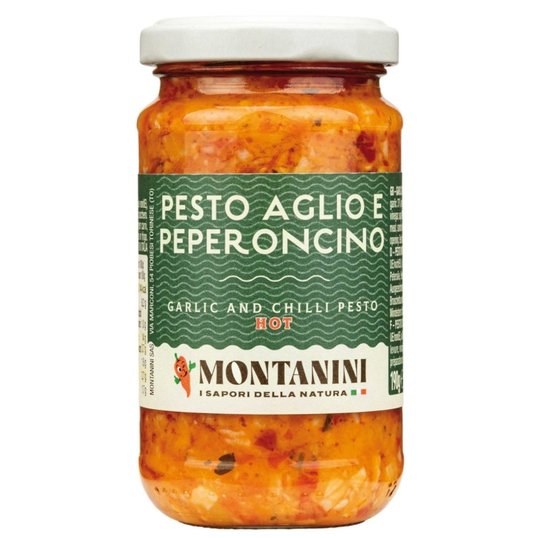 Montanini Pesto mit Knoblauch und scharfe Paprika Italien (6 x 190g) - Versanel - 