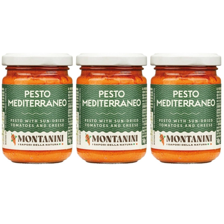 Montanini Pesto Rosso Mediterraneo Rotes Pesto mit Käse Italien (3 x 140g) - Versanel - 